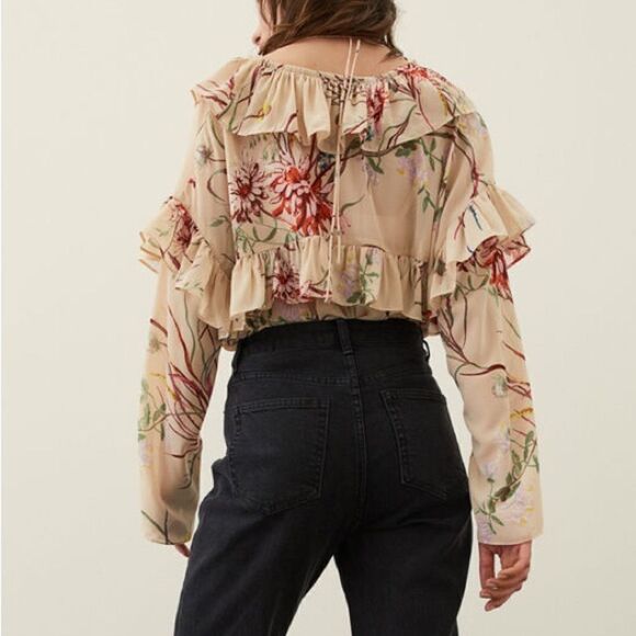 Flounce Trimmed Blouse H&M New - Picture 3 of 7